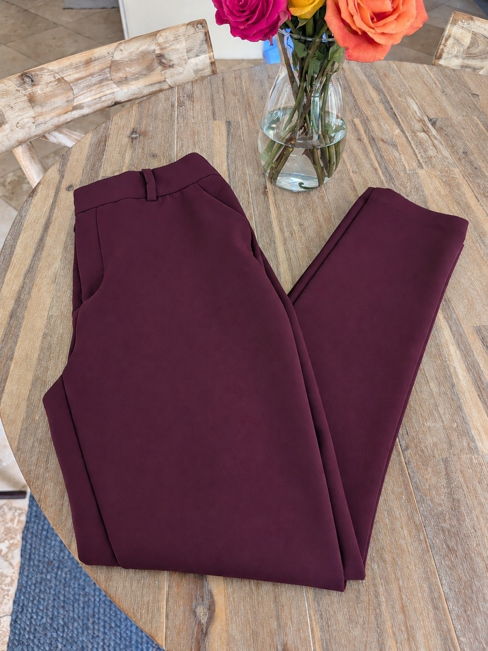 Nine West Slim Stretch Pants in Burgundy